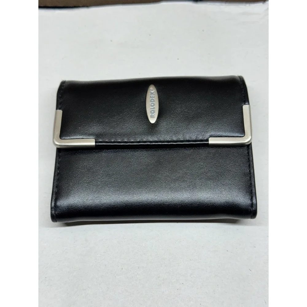 Rolodex Business Card Holder Case Black Folding Organizer Wallet Portable